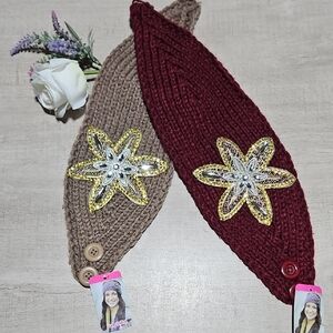 Knit 🎄Headbands with Floral Embellishments